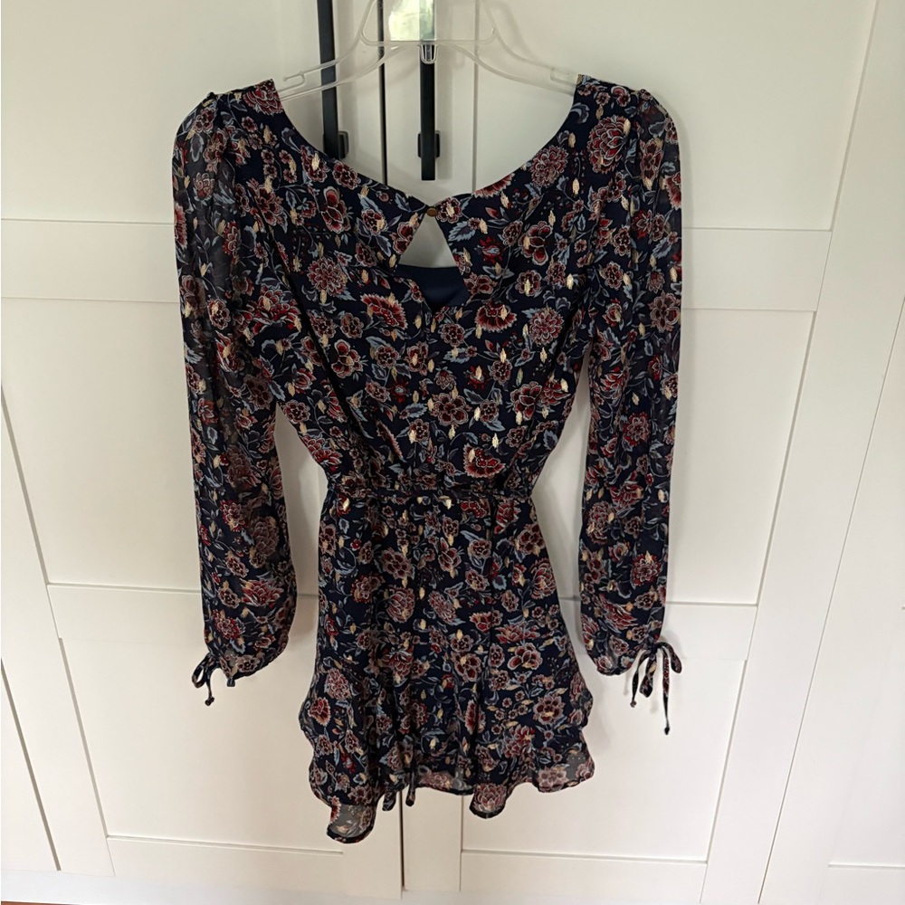 City Studios Floral Mini with Long Sleeves and Bow belt